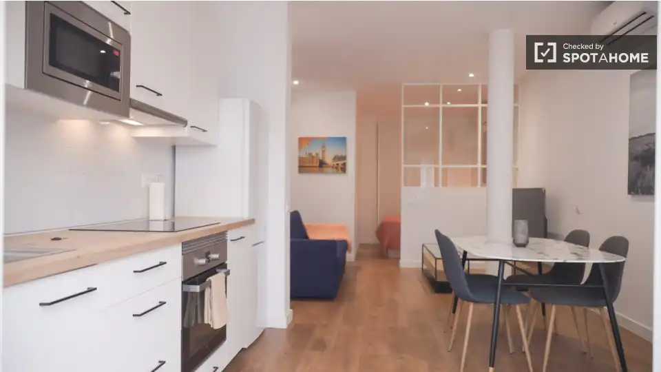 Kitchen of Study for share in Madrid  with Air Conditioner, Terrace and Furnished
