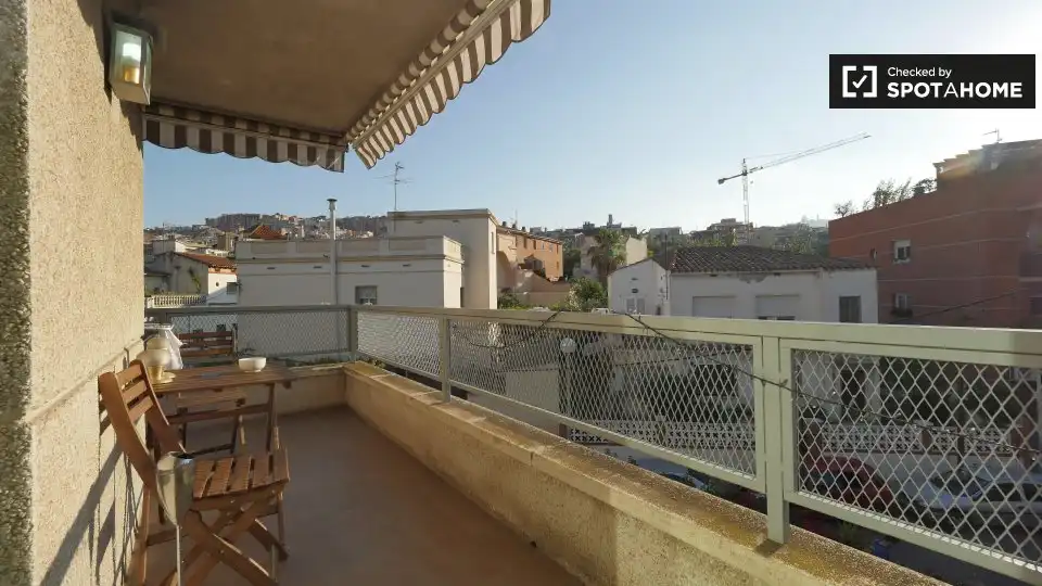 Balcony of Flat for share in Barcelona  with Air Conditioner, Heating and Furnished