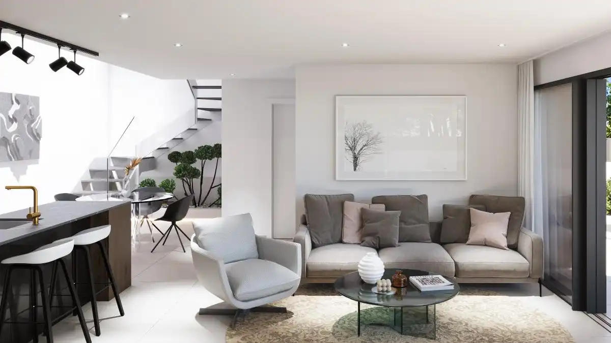 Sala d'estar de Casa o xalet en venda en Pilar de la Horadada amb Aire condicionat, Jardí privat i Terrassa