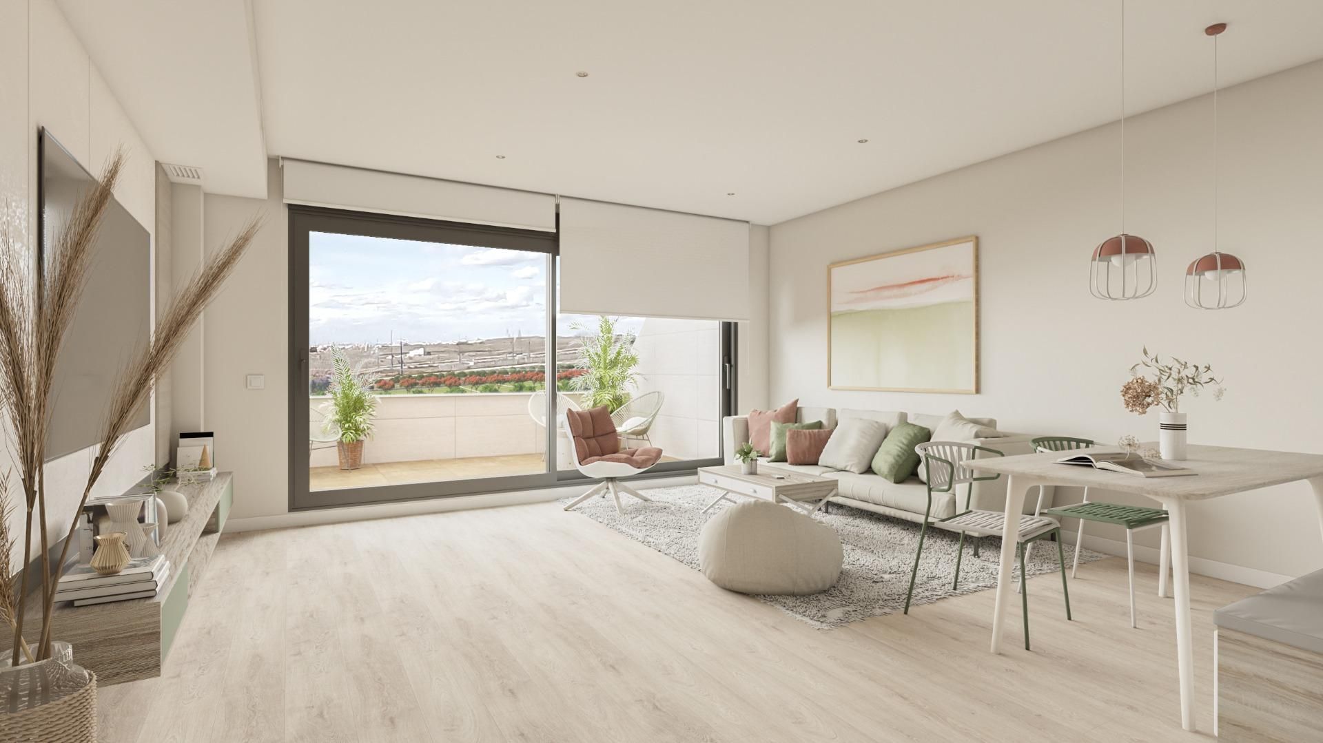 Sala d'estar de Pis en venda en Badajoz Capital amb Calefacció, Terrassa i Piscina comunitària
