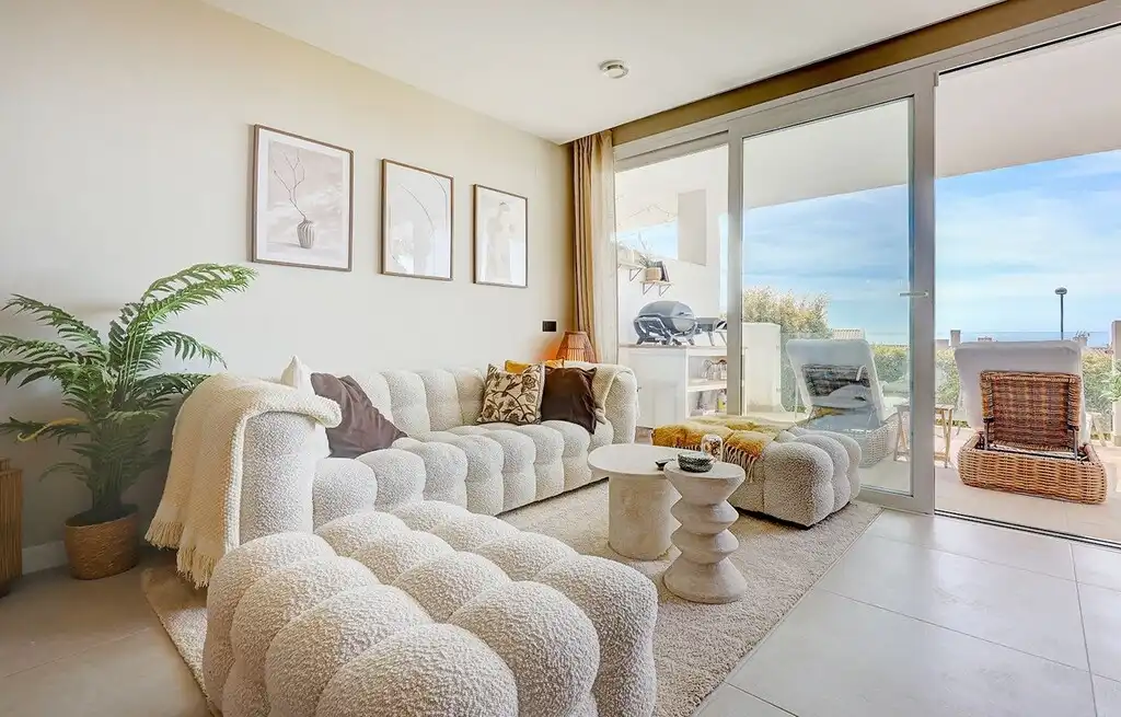 Sala de estar de Apartamento en venta en Benalmádena con Aire acondicionado, Calefacción y Jardín privado