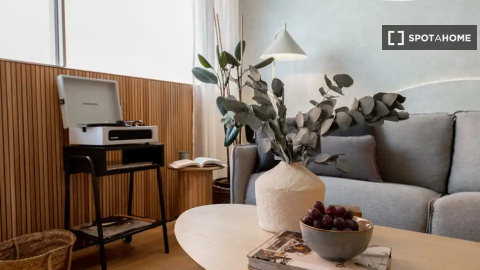 Sala d'estar de Apartament per a compartir en Madrid amb Aire condicionat, Terrassa i Moblat