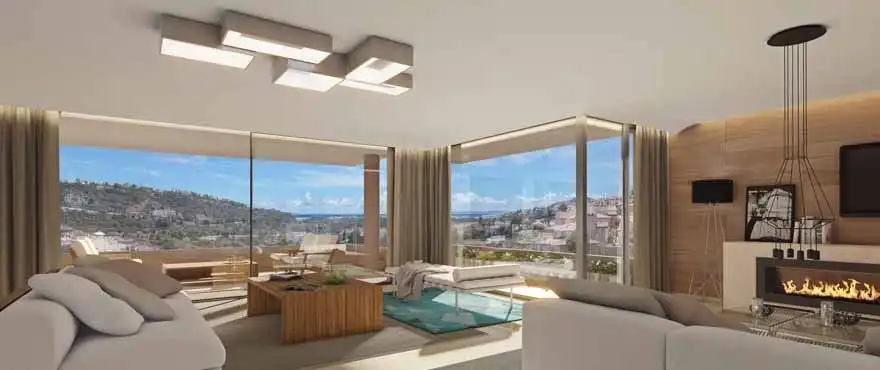 Sala d'estar de Apartament de lloguer en Benahavís amb Aire condicionat, Calefacció i Jardí privat