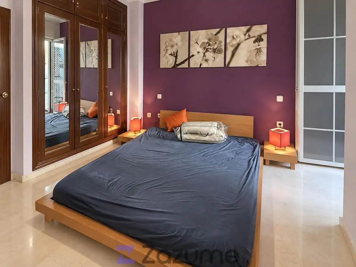 Schlafzimmer von Wohnung zur Miete in Málaga mit Klimaanlage, Heizung und Terrasse