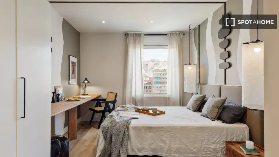 Habitación de Apartamento para compartir en Barcelona con Aire acondicionado, Terraza y Amueblado