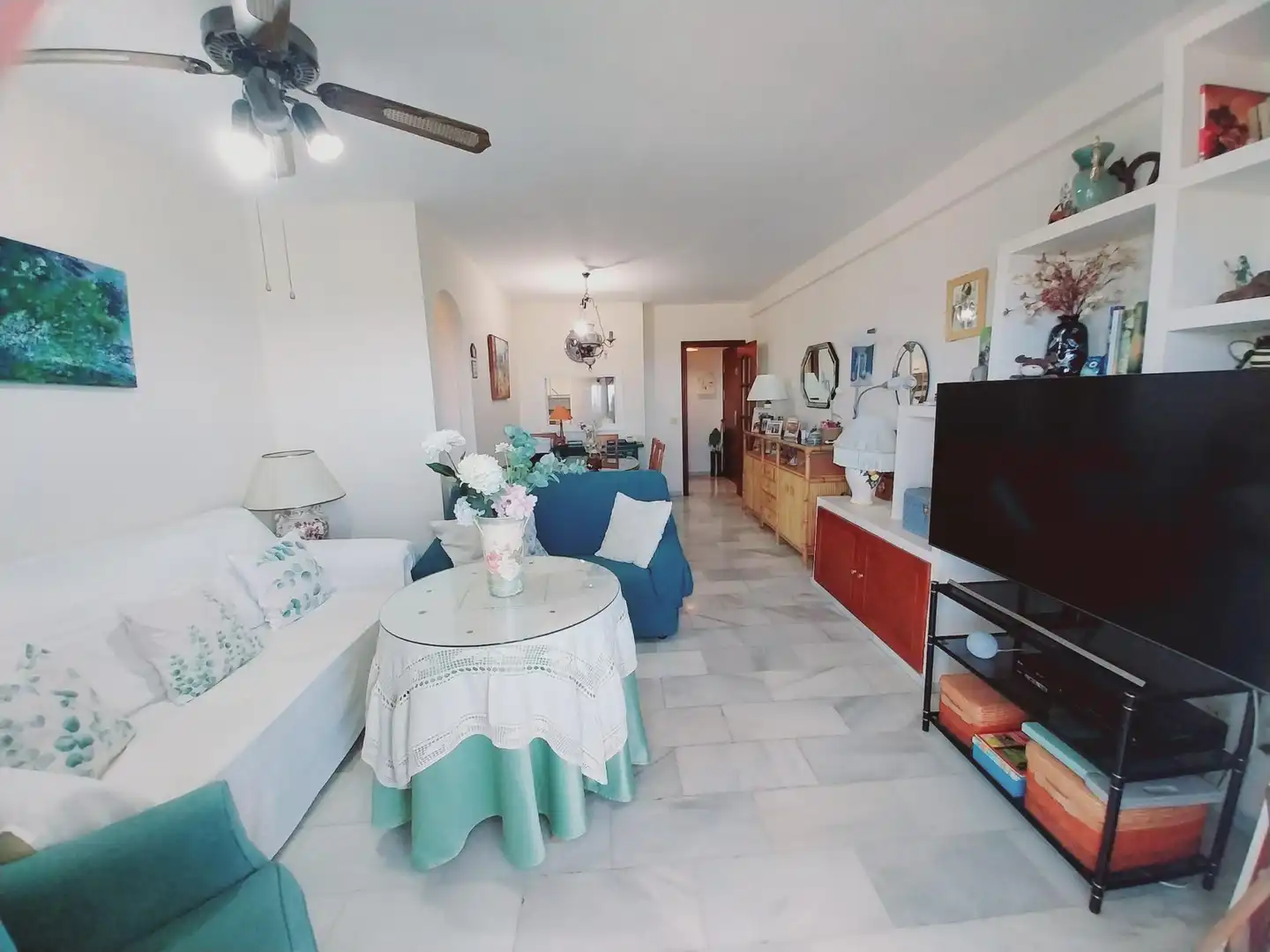 Sala de estar de Apartamento en venta en Mijas con Jardín privado, Terraza y Amueblado