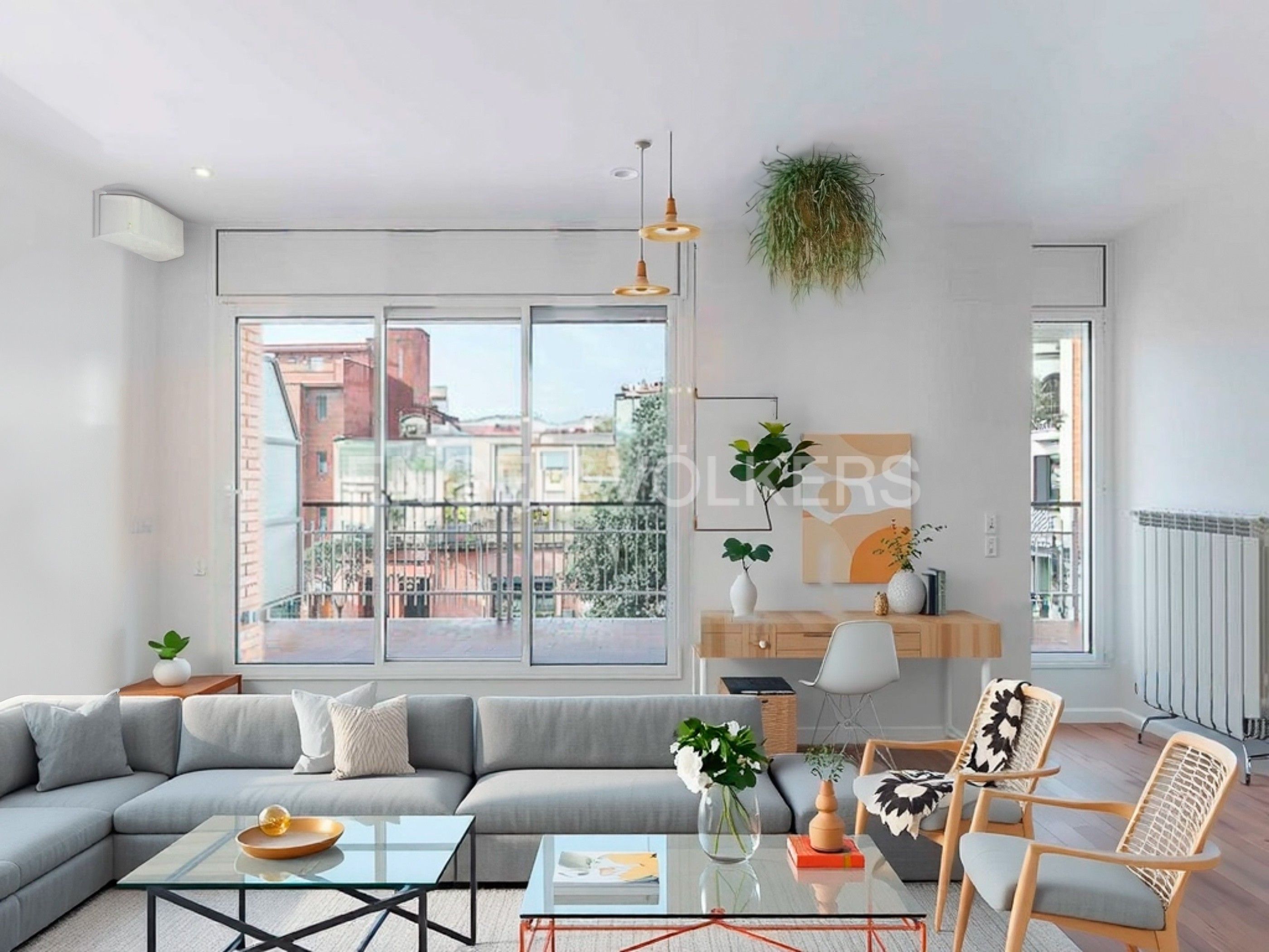 Sala d'estar de Apartament en venda en Sant Cugat del Vallès amb Aire condicionat, Calefacció i Parquet