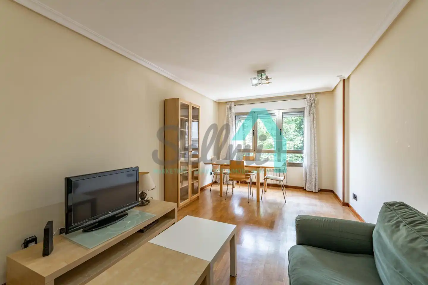Sala d'estar de Pis de lloguer en Oviedo  amb Calefacció, Parquet i Terrassa