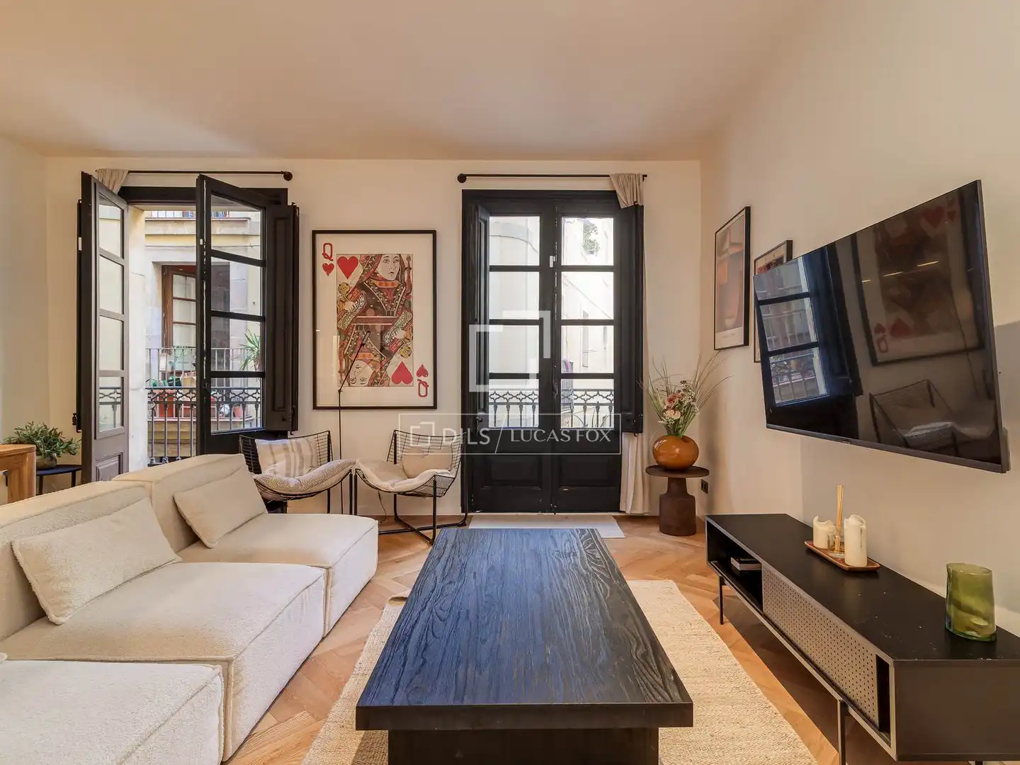 Wohnzimmer von Wohnung zum Verkauf in Barcelona mit Klimaanlage, Heizung und Parkett