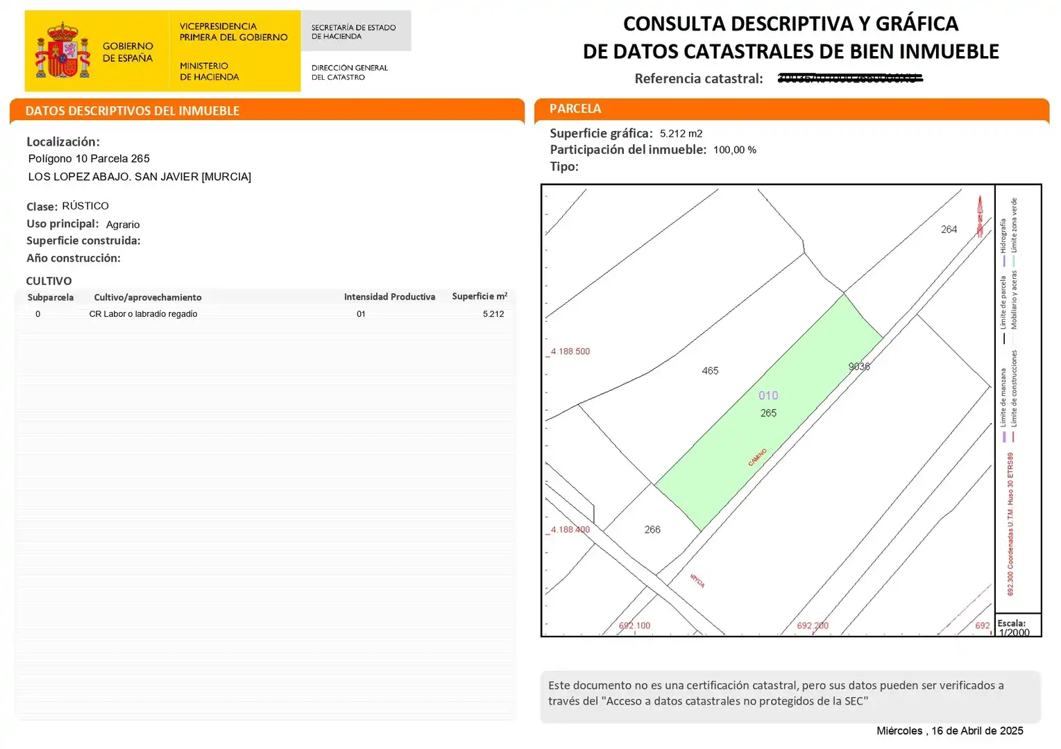 Terreny rústic en venda a San Javier ciudad