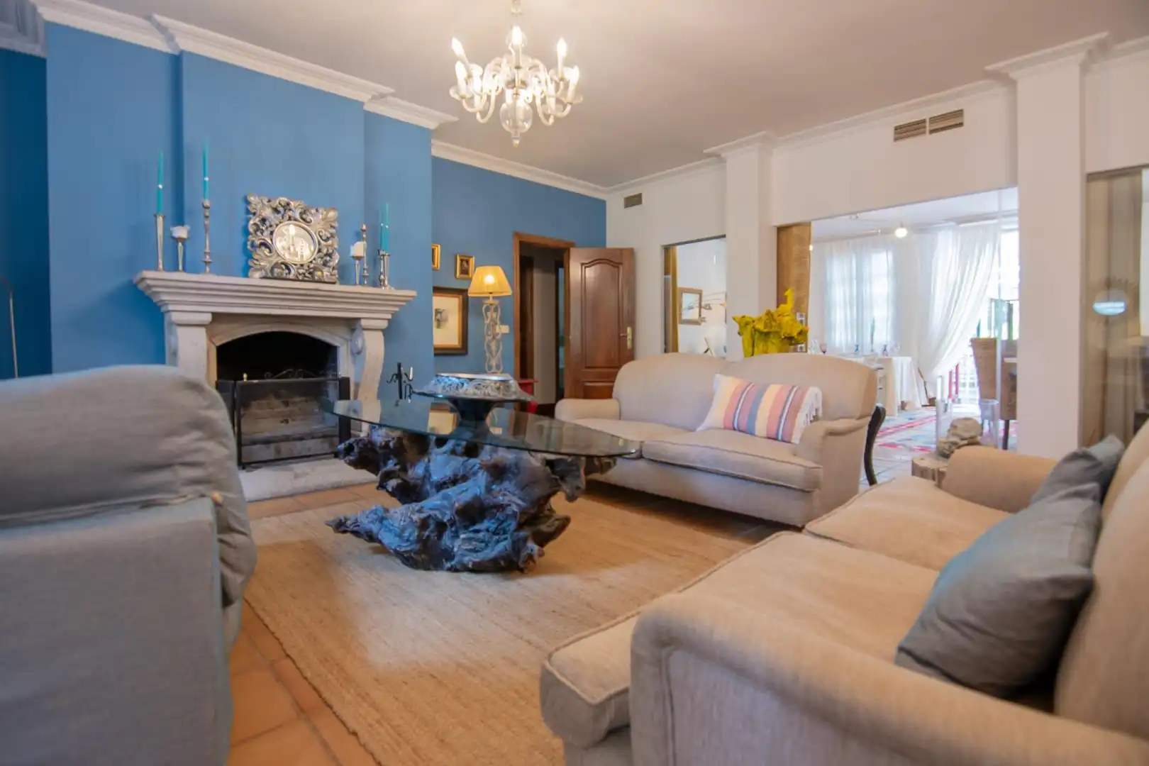 Sala de estar de Finca rústica en venta en Cuntis con Jardín privado, Terraza y Piscina