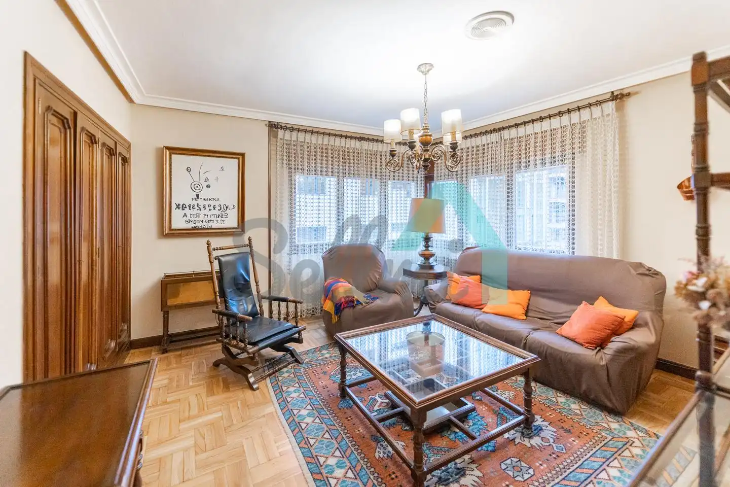 Living room of Flat for sale in Oviedo   with Heating, Parquet flooring and Terrace
