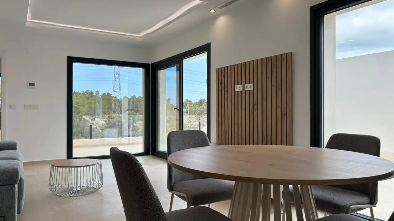 Comedor de Casa o chalet de alquiler en Finestrat con Aire acondicionado, Jardín privado y Piscina