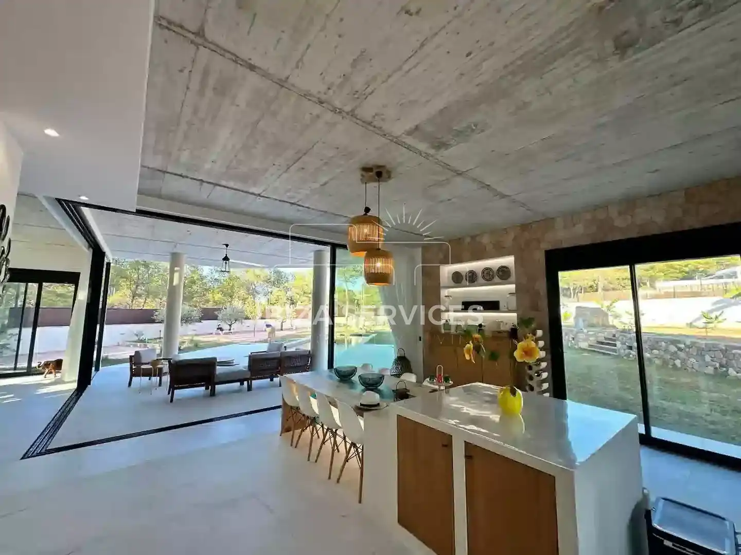 Cocina de Casa o chalet de alquiler en Santa Eulària des Riu con Aire acondicionado, Jardín privado y Piscina