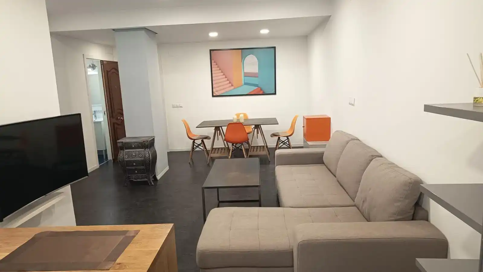 Wohnzimmer von Wohnung zur Miete in Torremolinos mit Klimaanlage, Privatgarten und Abstellraum