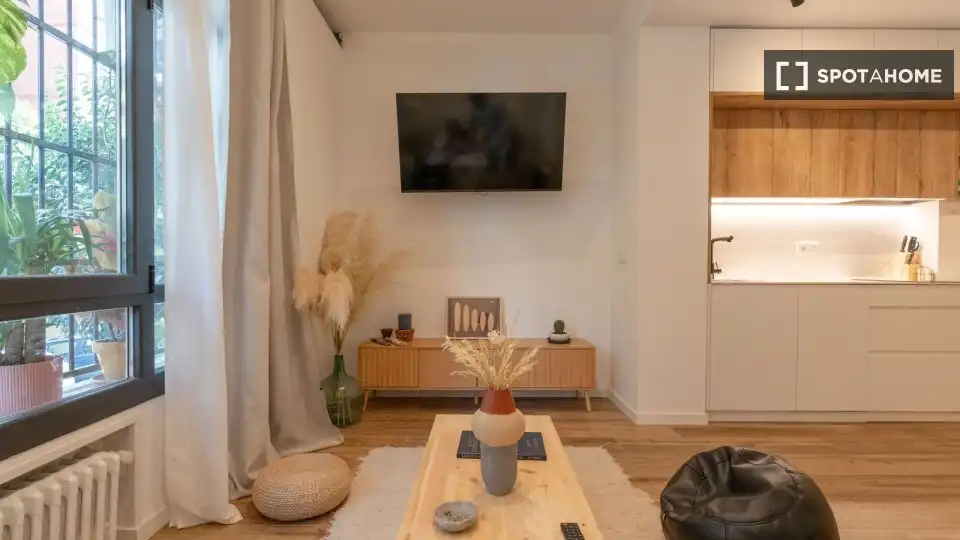Sala d'estar de Estudi per a compartir en Madrid amb Aire condicionat, Calefacció i Terrassa