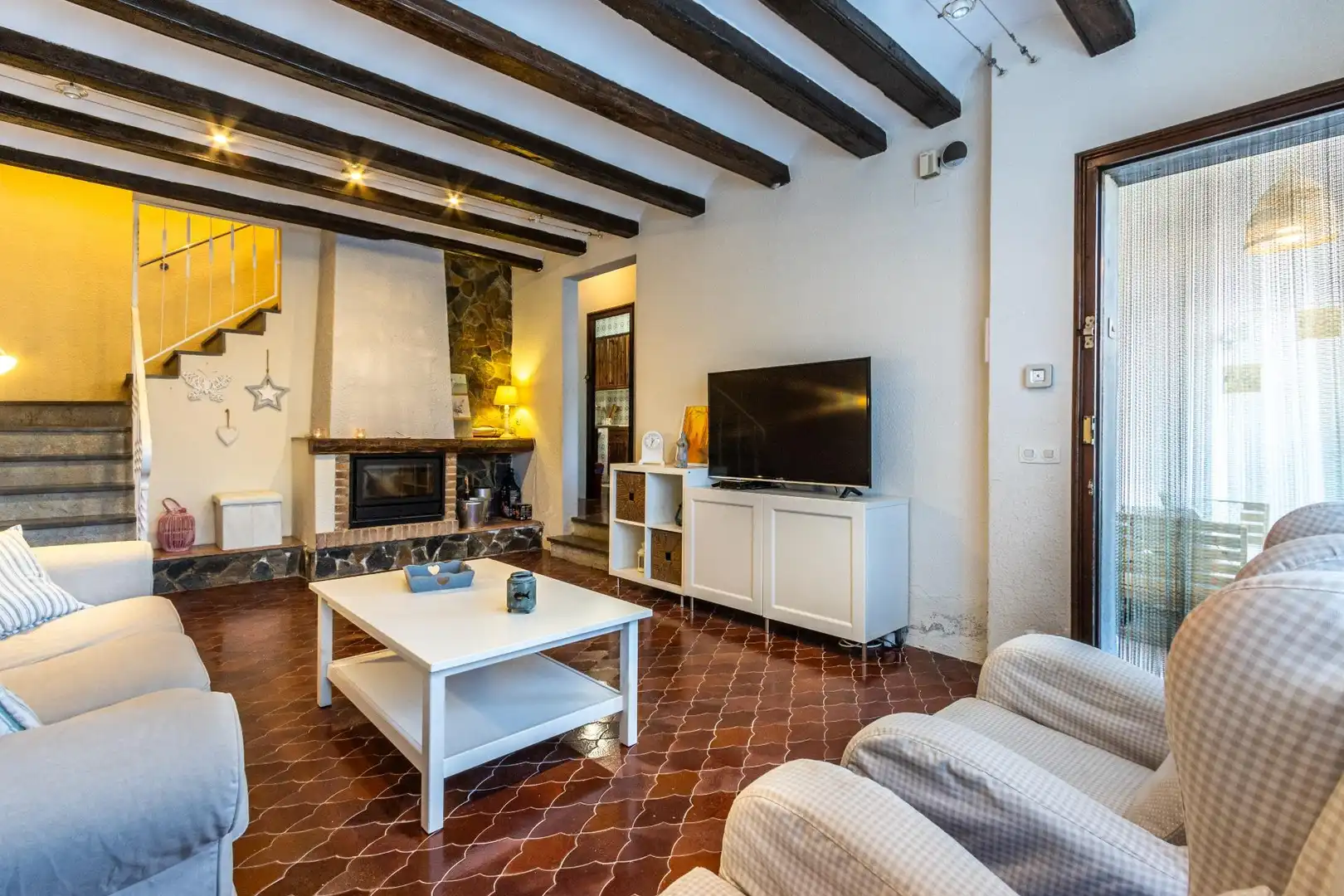 Sala de estar de Casa adosada en venta en Castell d'Aro, Platja d'Aro i s'Agaró con Terraza