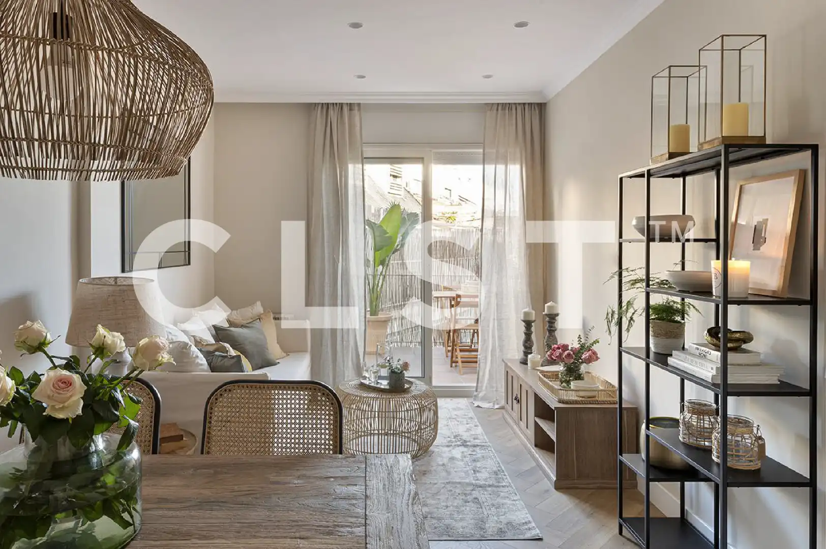 Wohnzimmer von Dachboden zur Miete in Barcelona mit Klimaanlage, Heizung und Terrasse
