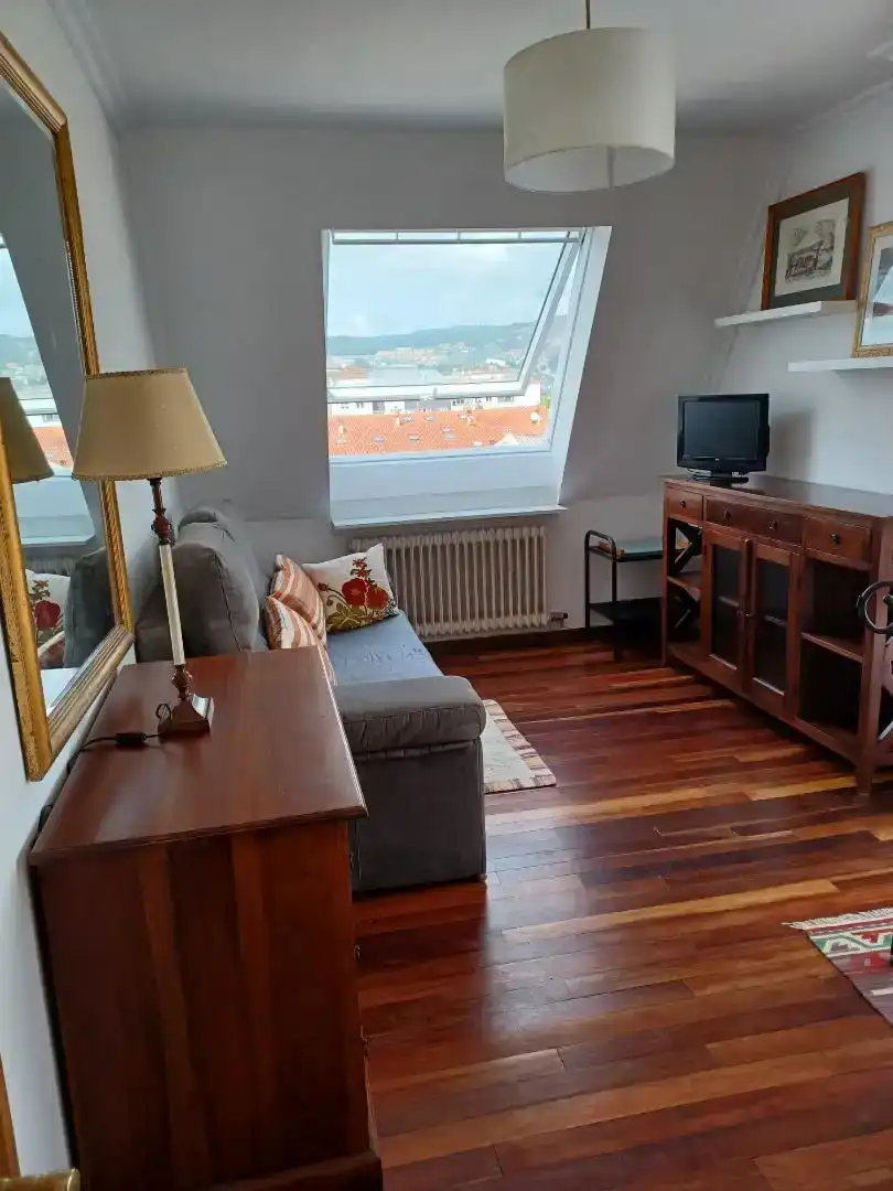 Wohnzimmer von Dachboden zur Miete in Pontevedra Capital  mit Parkett, Abstellraum und Möbliert