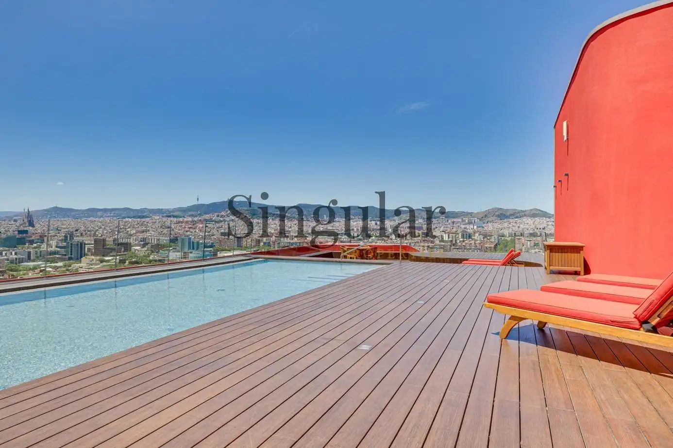Swimming pool of Duplexes for sale in Barcelona  with Heating, Parquet flooring and Terrace