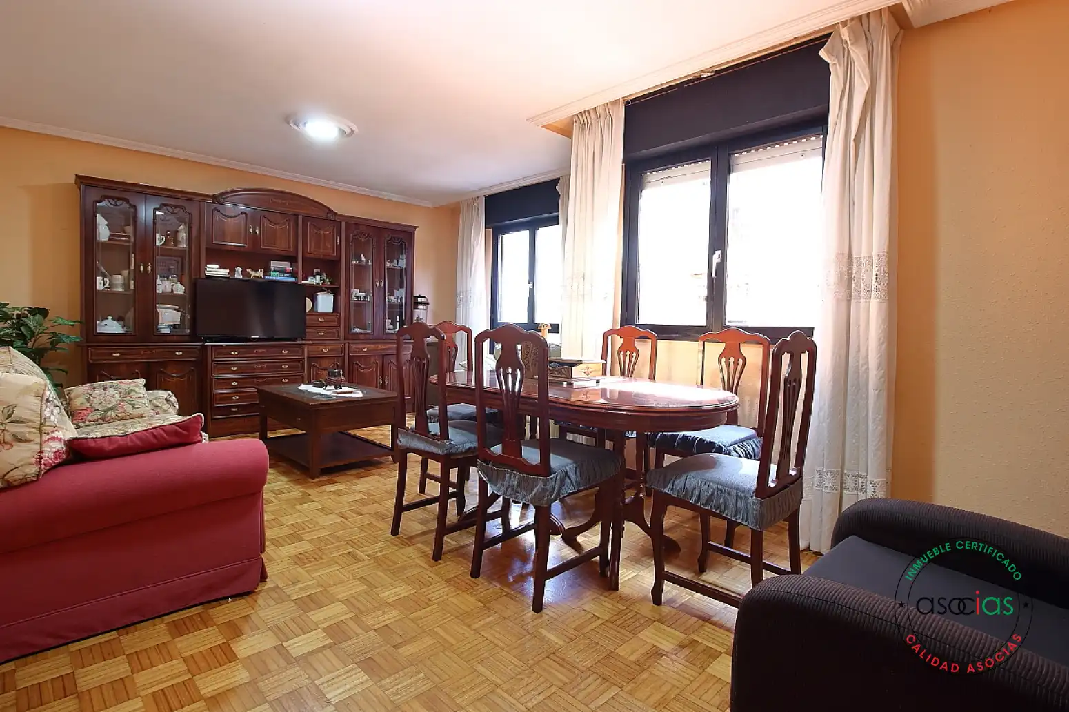 Sala de estar de Piso en venta en Gijón  con Calefacción, Parquet y Terraza