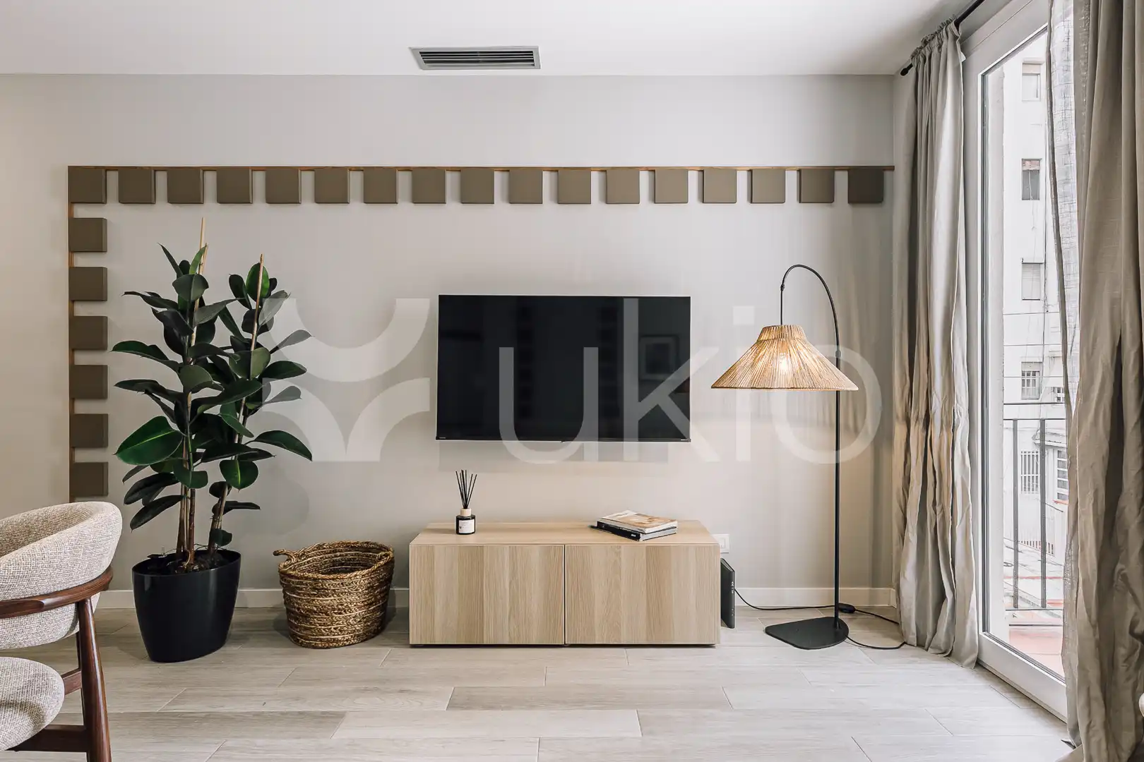 Sala de estar de Apartamento de alquiler en Barcelona con Aire acondicionado, Calefacción y Amueblado