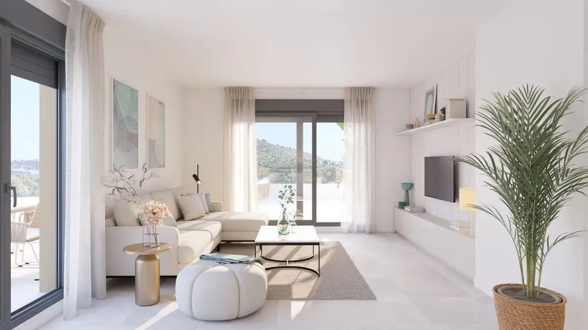 Sala de estar de Apartamento en venta en Mijas con Aire acondicionado, Terraza y Trastero