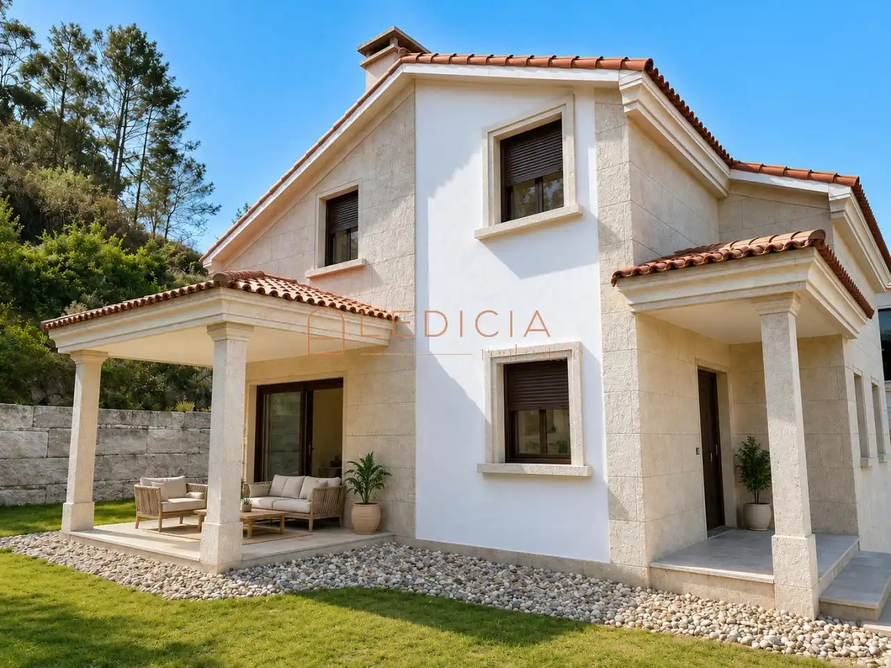 Vista exterior de Casa o xalet en venda en Pontevedra Capital  amb Calefacció, Jardí privat i Terrassa