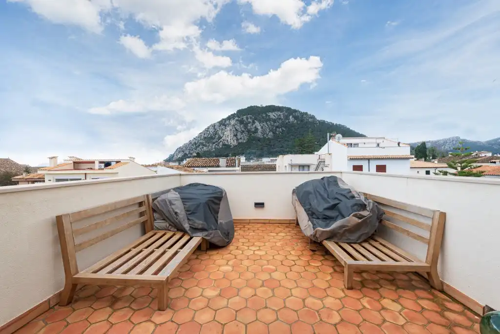Terrasse von Country house zur Miete in Pollença mit Klimaanlage, Heizung und Privatgarten