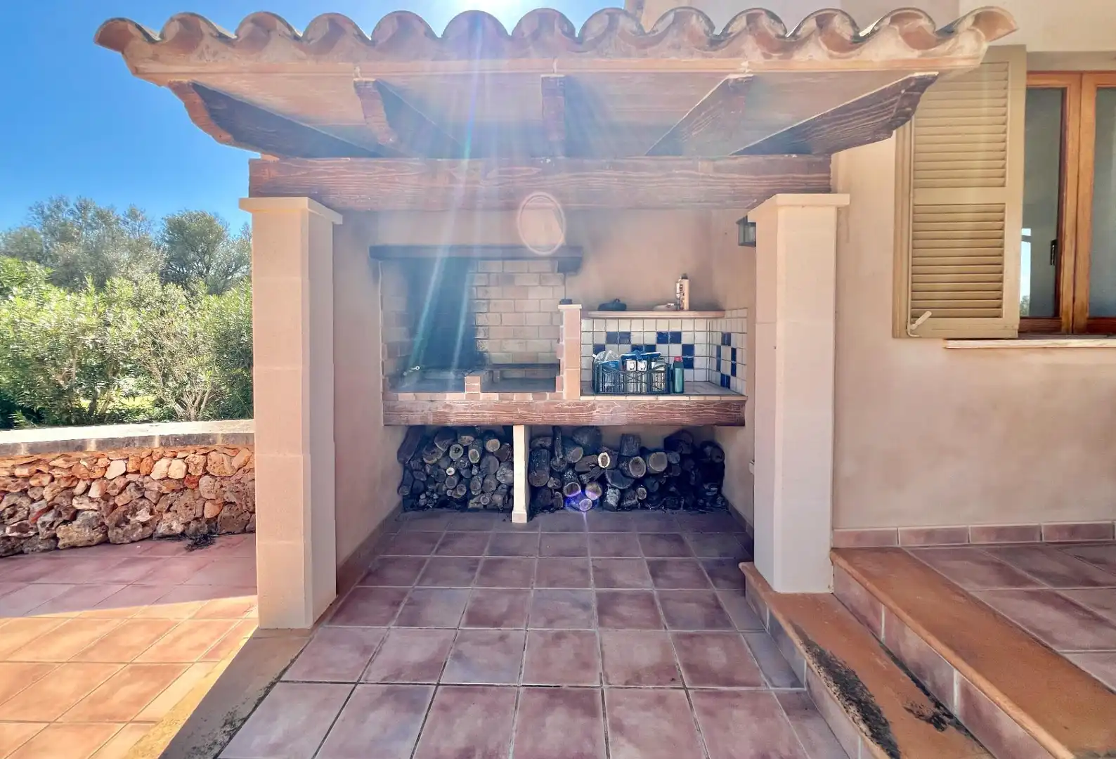 Terraza de Finca rústica de alquiler en Campos con Aire acondicionado, Calefacción y Jardín privado