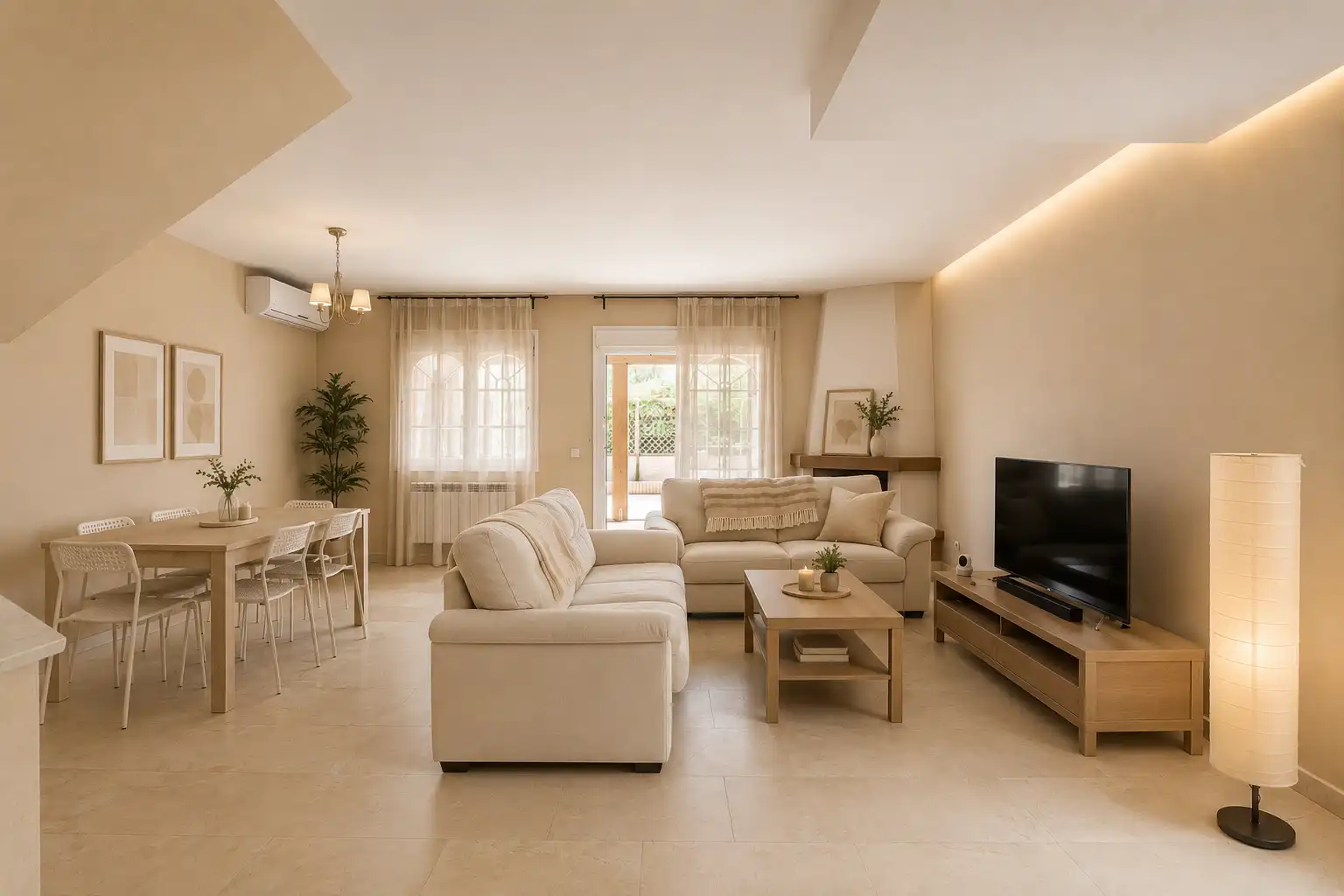 Sala de estar de Casa adosada en venta en Fuenlabrada con Aire acondicionado, Calefacción y Jardín privado