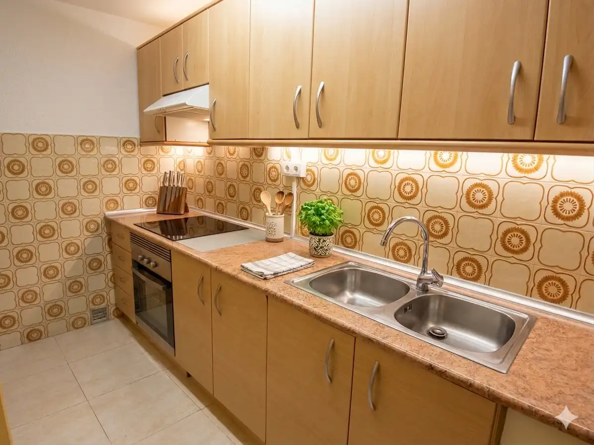 Cocina de Piso de alquiler en Barcelona con Terraza y Horno