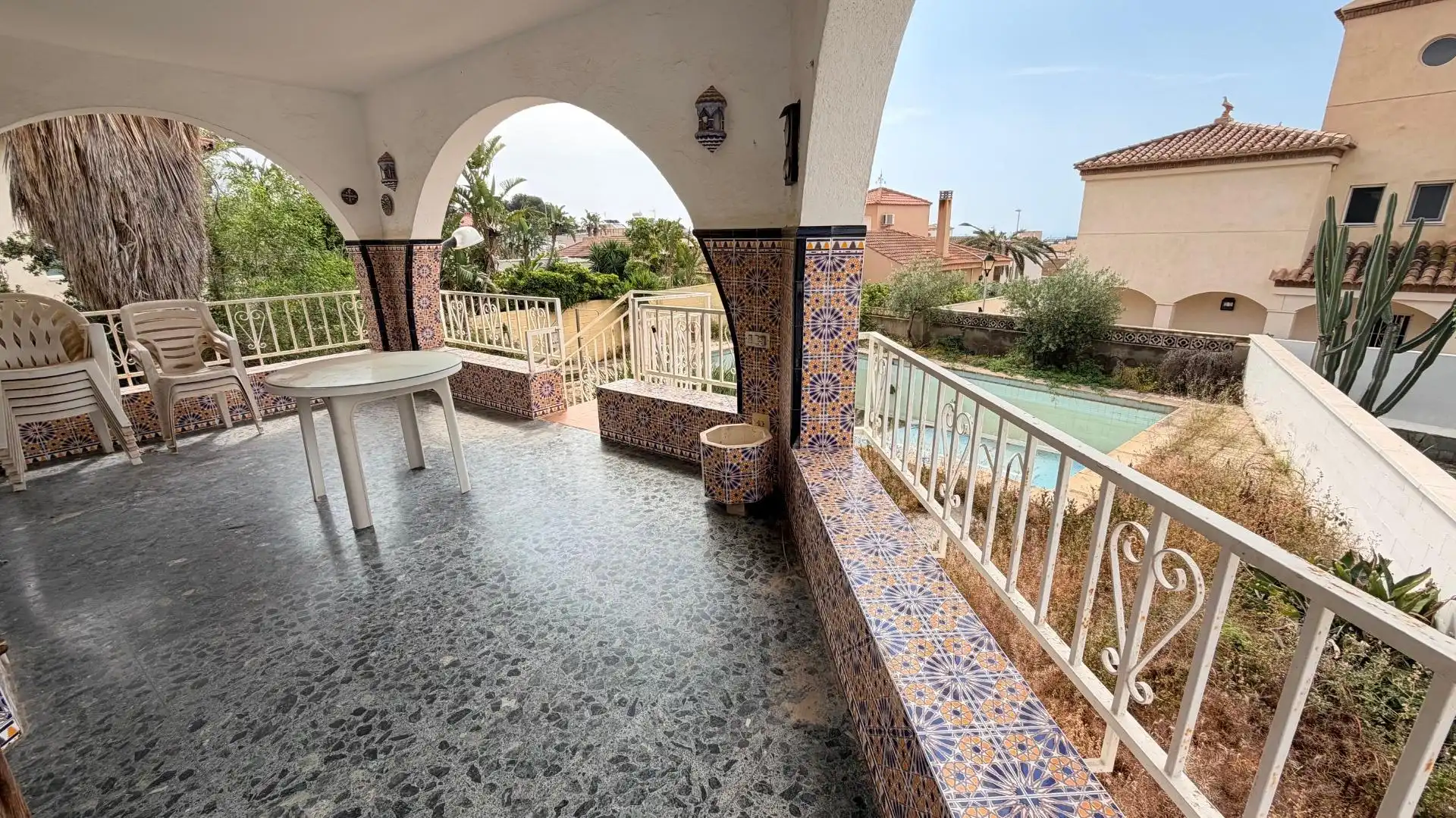 Terraza de Casa o chalet en venta en Roquetas de Mar con Aire acondicionado, Jardín privado y Piscina