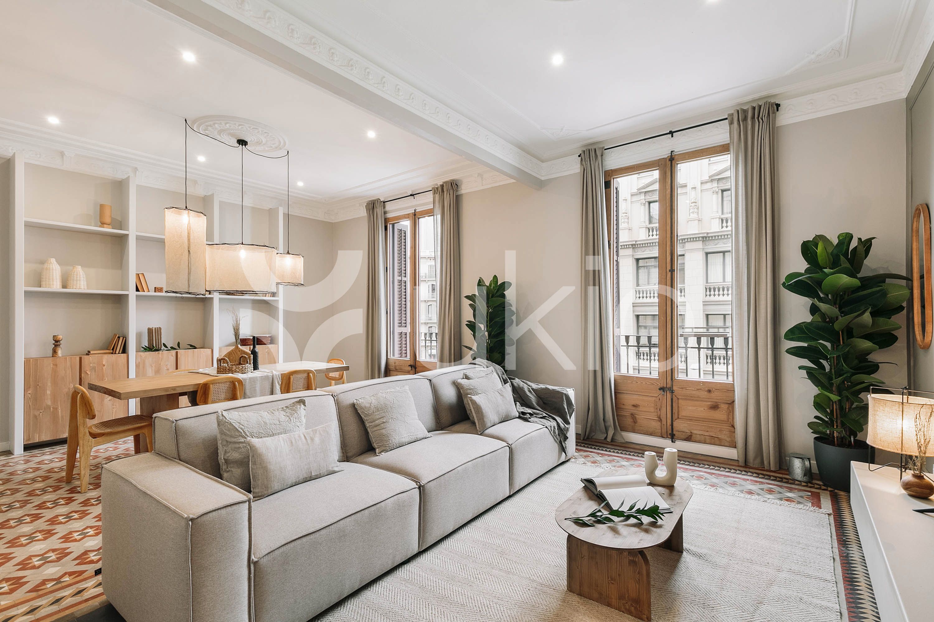 Sala d'estar de Apartament de lloguer en  Barcelona Capital amb Aire condicionat, Calefacció i Moblat