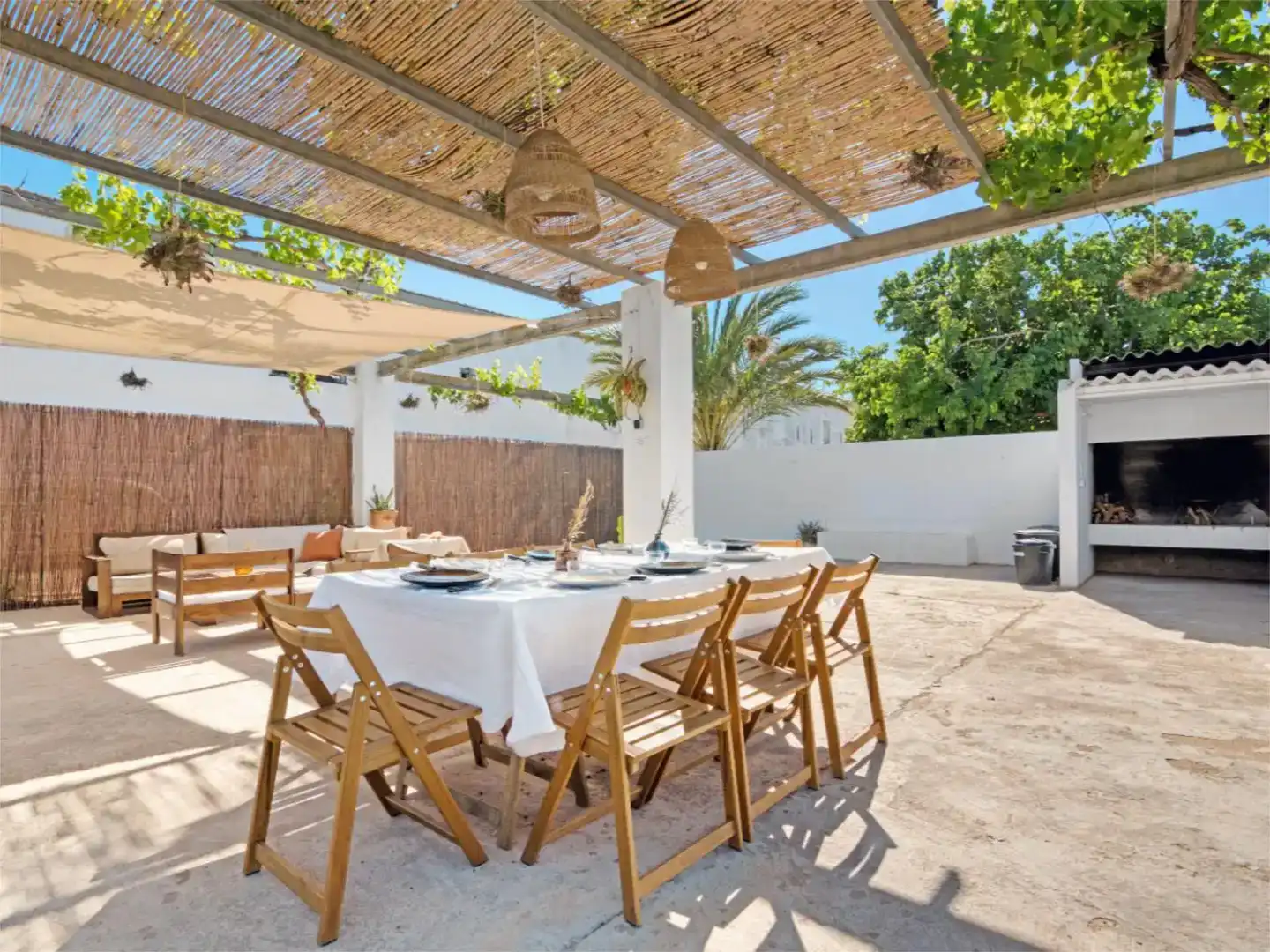 Terraza de Finca rústica de alquiler en Algemesí con Aire acondicionado, Jardín privado y Piscina