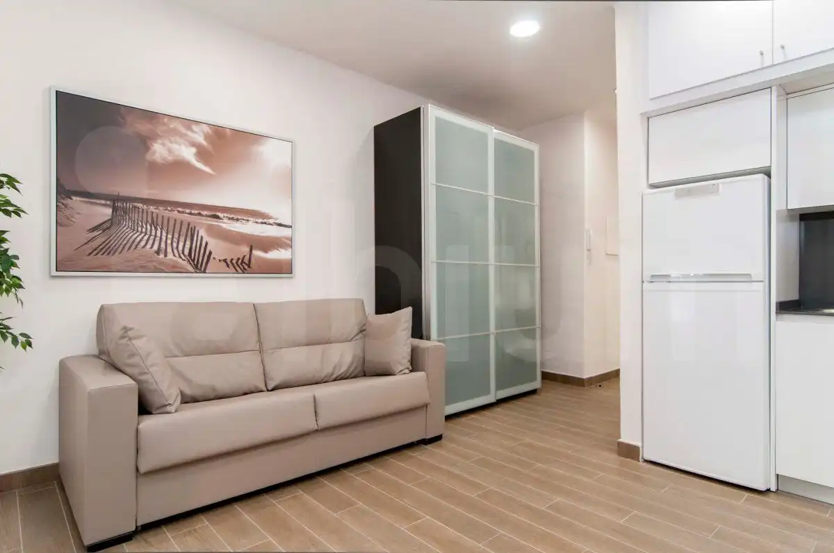 Sala de estar de Estudio de alquiler en Barcelona con Aire acondicionado, Calefacción y Amueblado