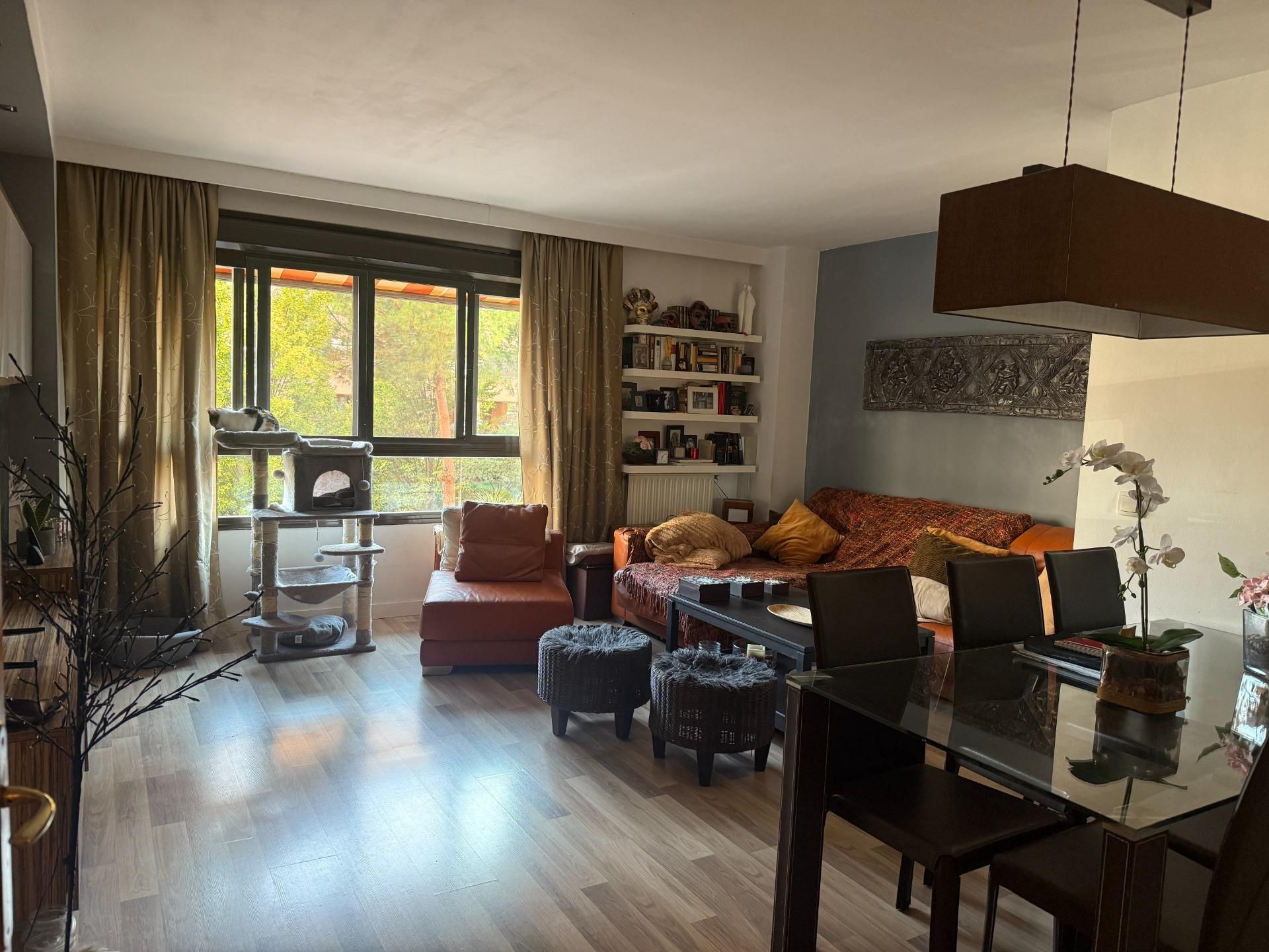 Living room of Flat for sale in  Madrid Capital  with Air Conditioner, Private garden and Terrace
