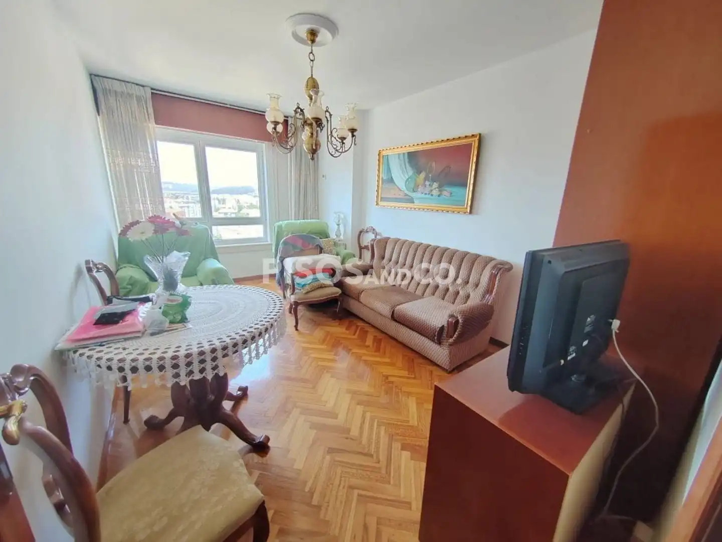 Sala de estar de Piso en venta en A Coruña Capital  con Calefacción, Trastero y Amueblado