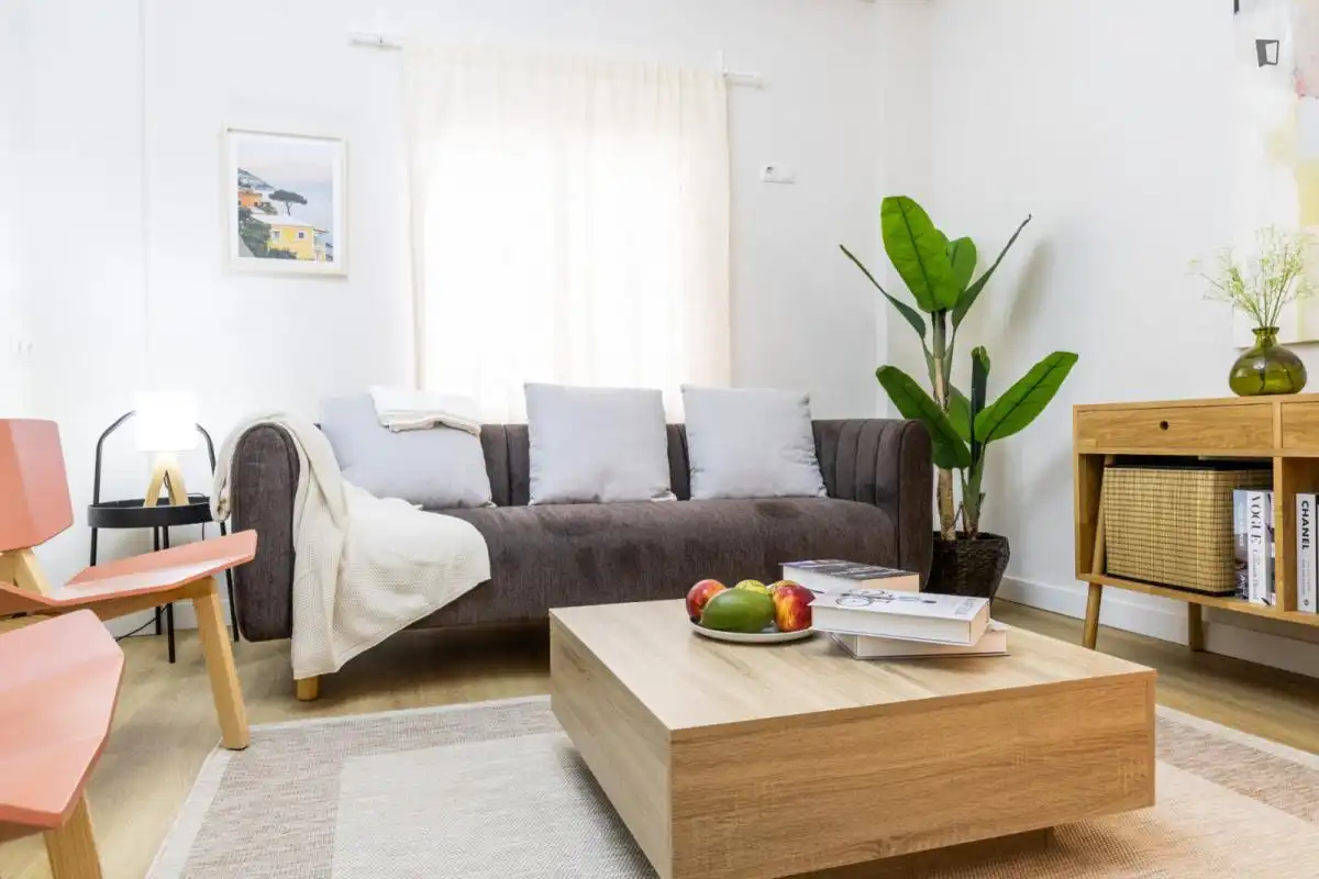 Sala de estar de Apartamento para compartir en Madrid con Calefacción, Amueblado y Horno