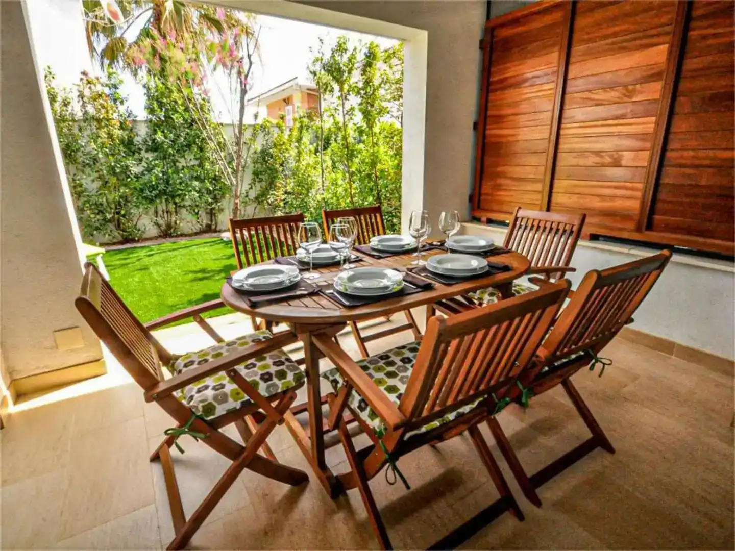 Terraza de Casa o chalet de alquiler en Cambrils con Aire acondicionado, Jardín privado y Piscina