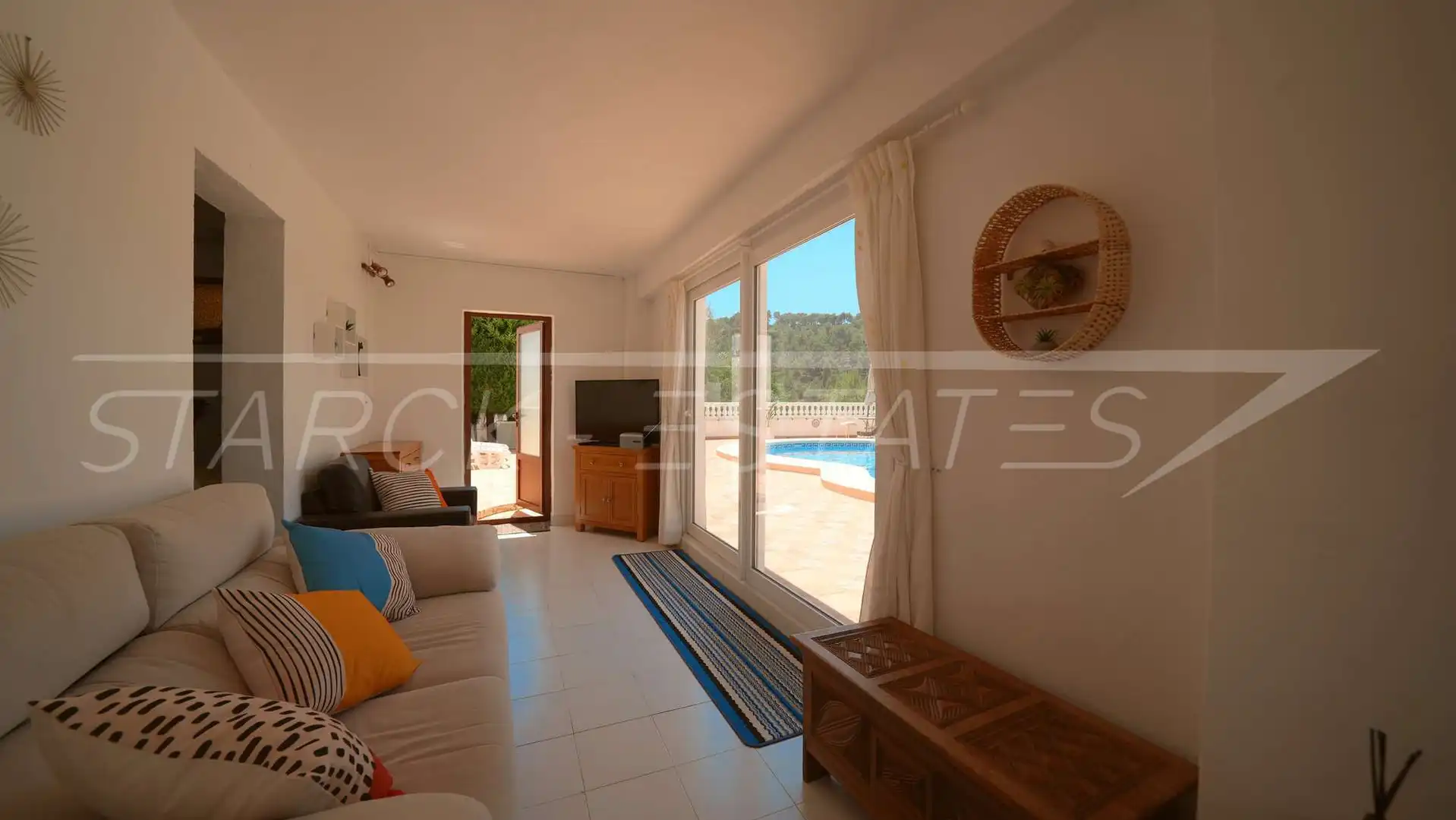 Sala d'estar de Casa o xalet en venda en Benidoleig amb Aire condicionat, Jardí privat i Piscina