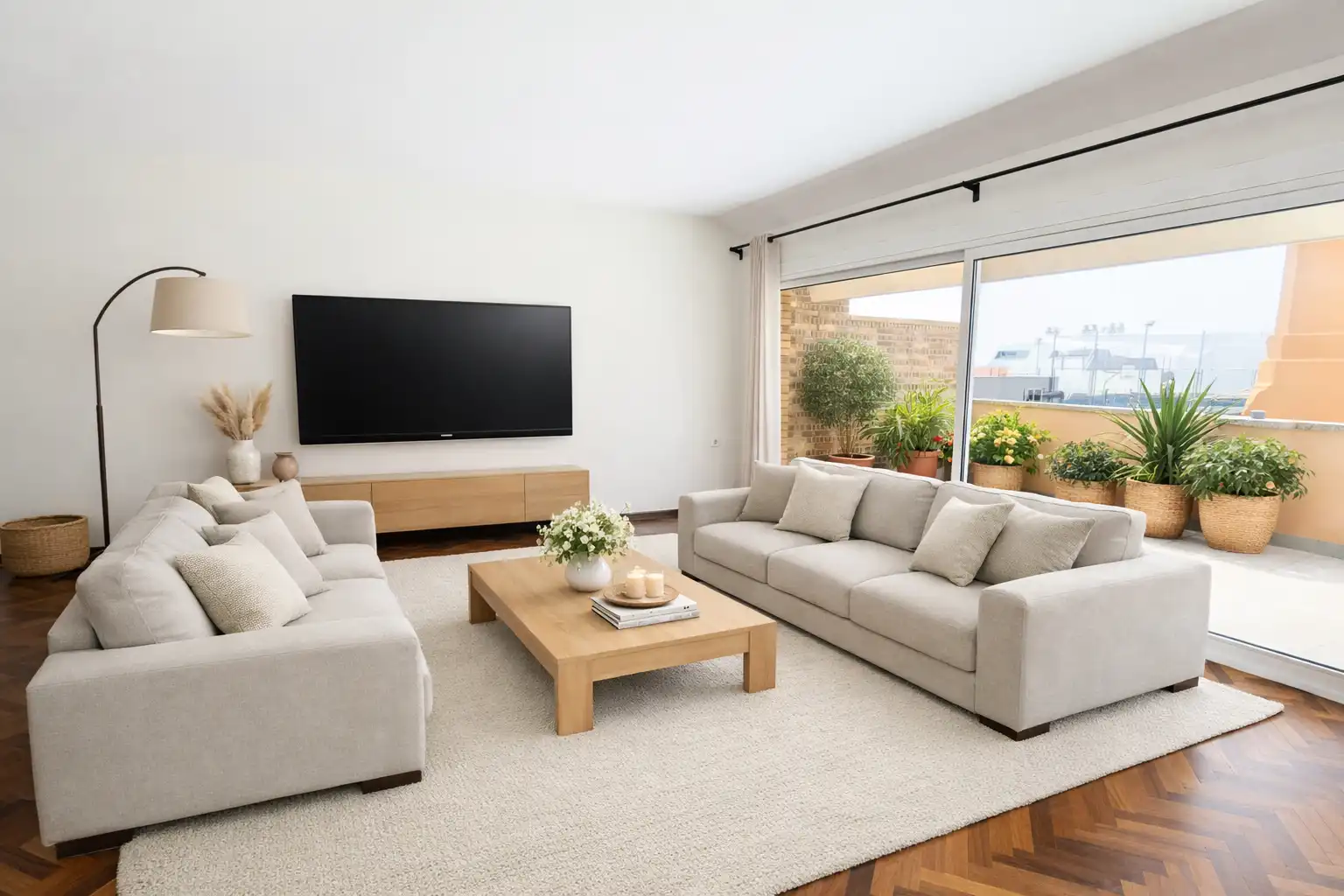 Wohnzimmer von Wohnung zur Miete in Barcelona mit Klimaanlage, Heizung und Parkett