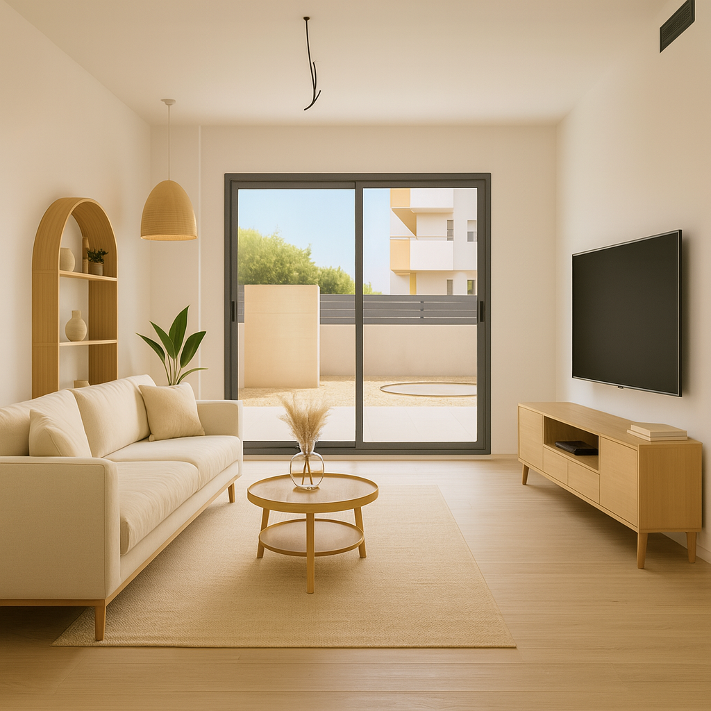 Sala d'estar de Planta baixa en venda en Sant Antoni de Portmany amb Aire condicionat, Jardí privat i Terrassa