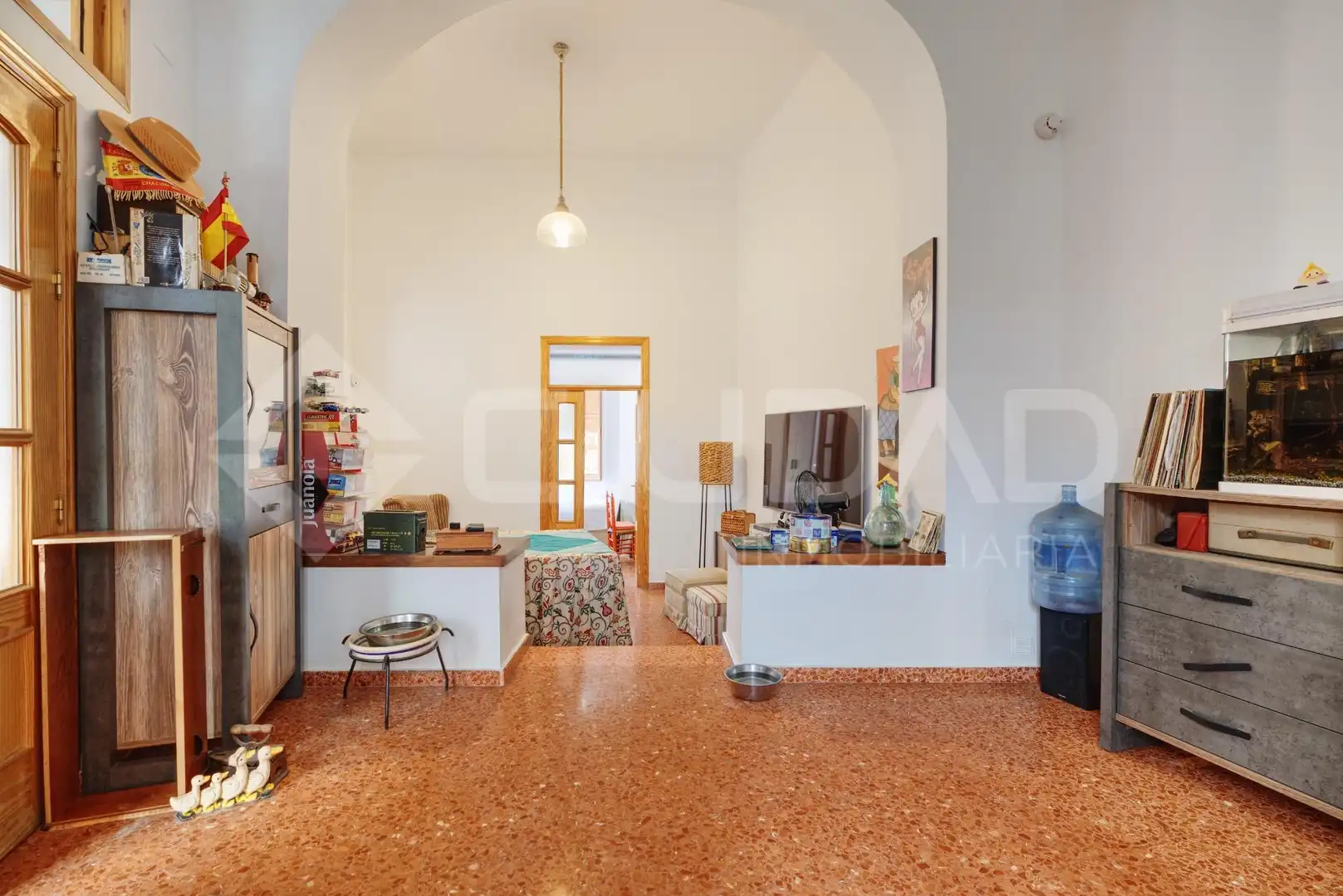 Sala de estar de Casa adosada en venta en San Juan de Aznalfarache con Aire acondicionado, Terraza y Trastero