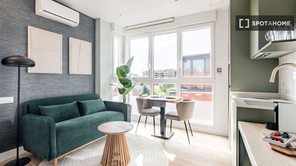 Living room of Flat to rent in  Madrid Capital  with Air Conditioner, Heating and Furnished