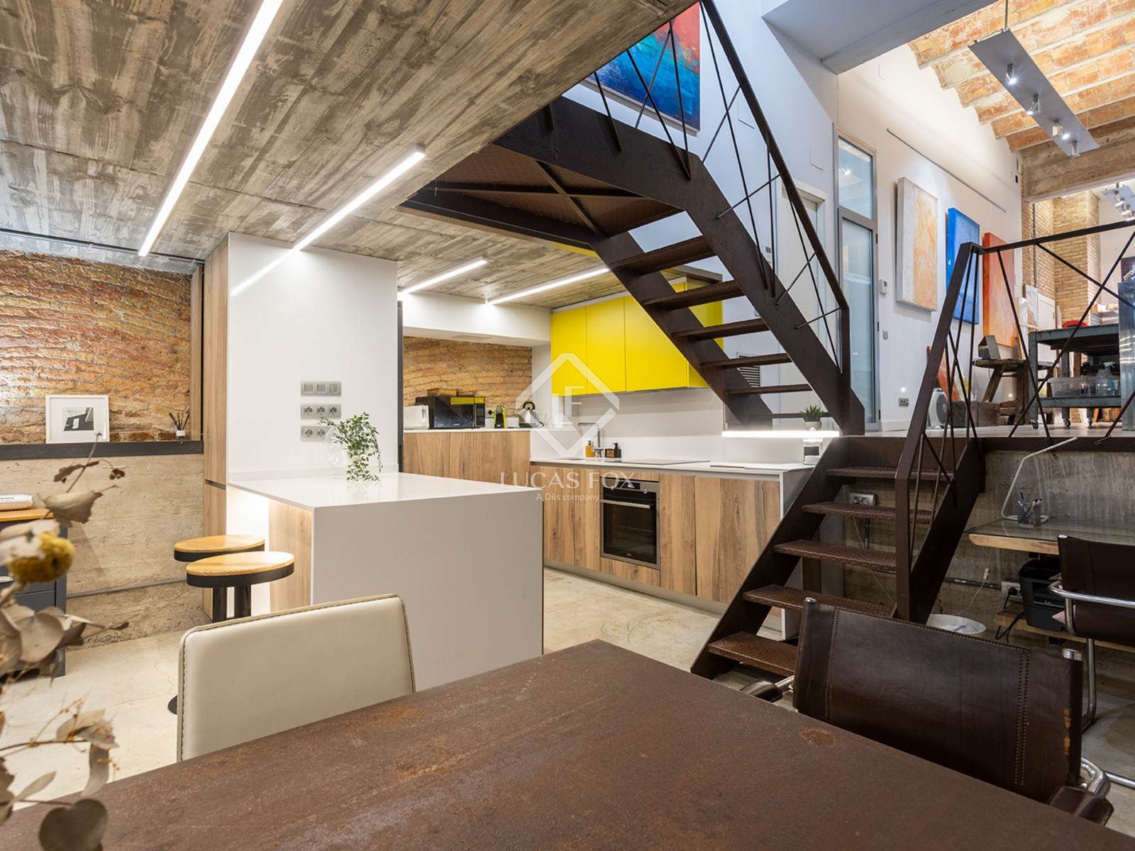 Cuina de Loft de lloguer en  Barcelona Capital amb Aire condicionat, Calefacció i Moblat