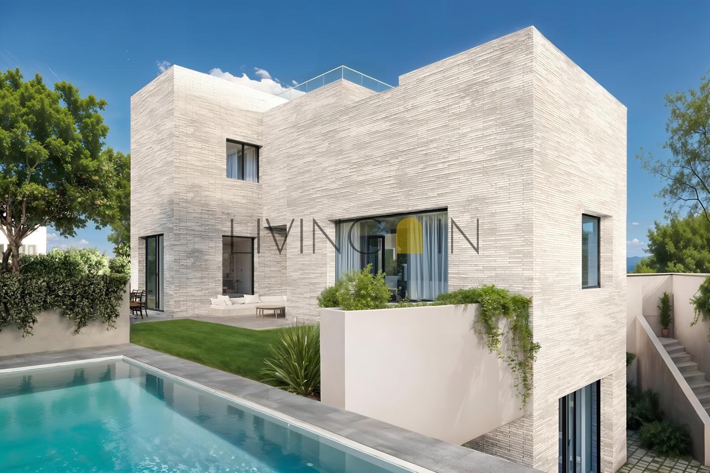 Vista exterior de Casa o xalet en venda en Esplugues de Llobregat amb Aire condicionat, Jardí privat i Terrassa