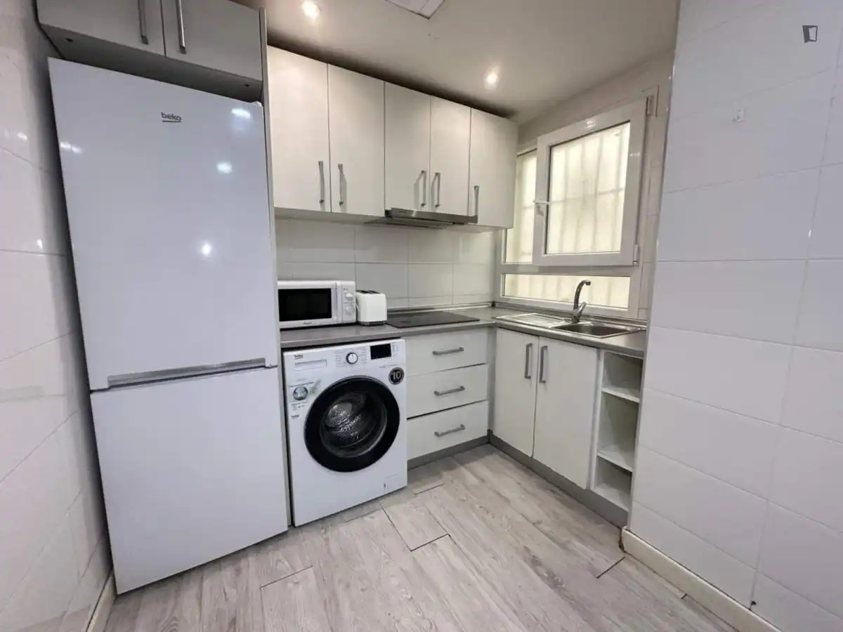 Cocina de Apartamento para compartir en Madrid con Amueblado, Lavadora y Microondas