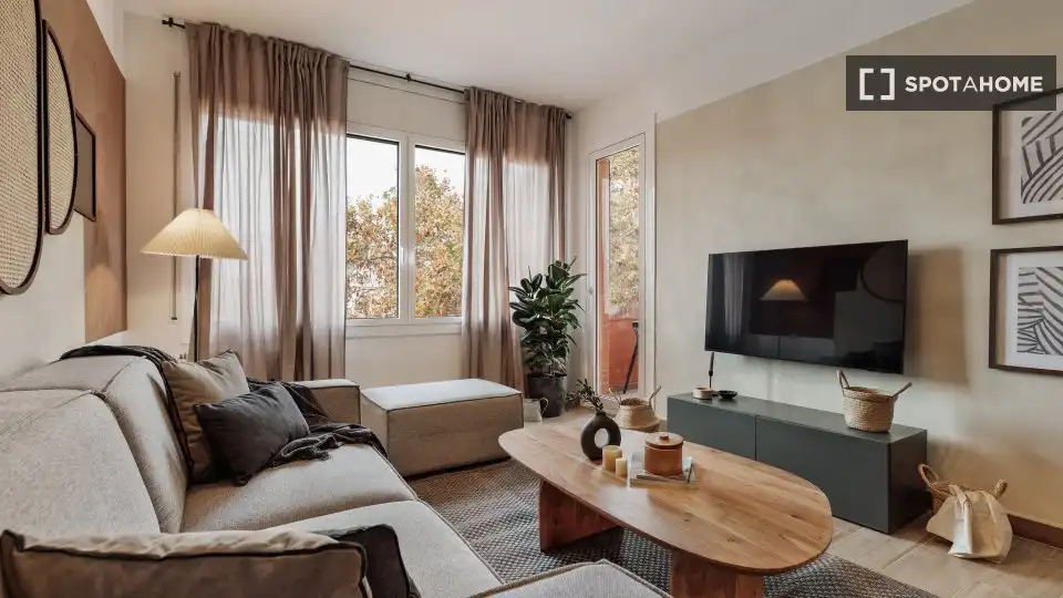 Living room of Flat for rent in Barcelona  with Air Conditioner, Heating and Furnished