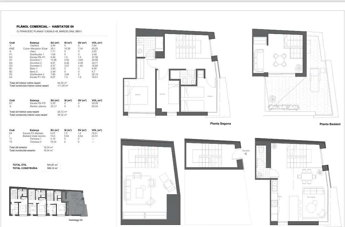 Einfamilien-Reihenhaus zum Verkauf in Badalona mit Klimaanlage, Heizung und Terrasse